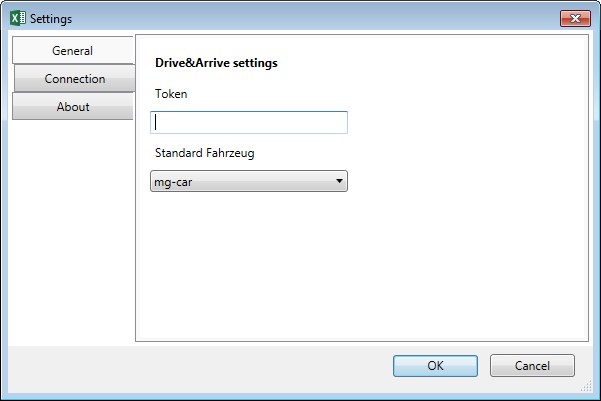 PTV Drive&Arrive Excel AddIn Settings